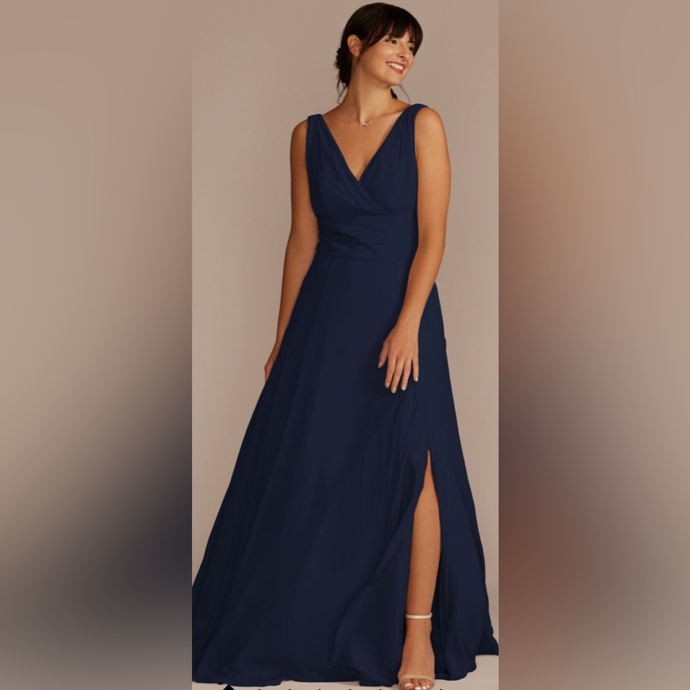 NWT David’s Bridal Navy Chiffon Dress (2 sizes available)